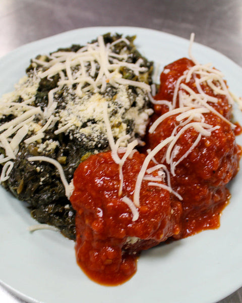 Low Carb Meatballs & Spinach