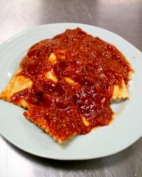 Toasted Meat Ravioli with Meat Sauce
